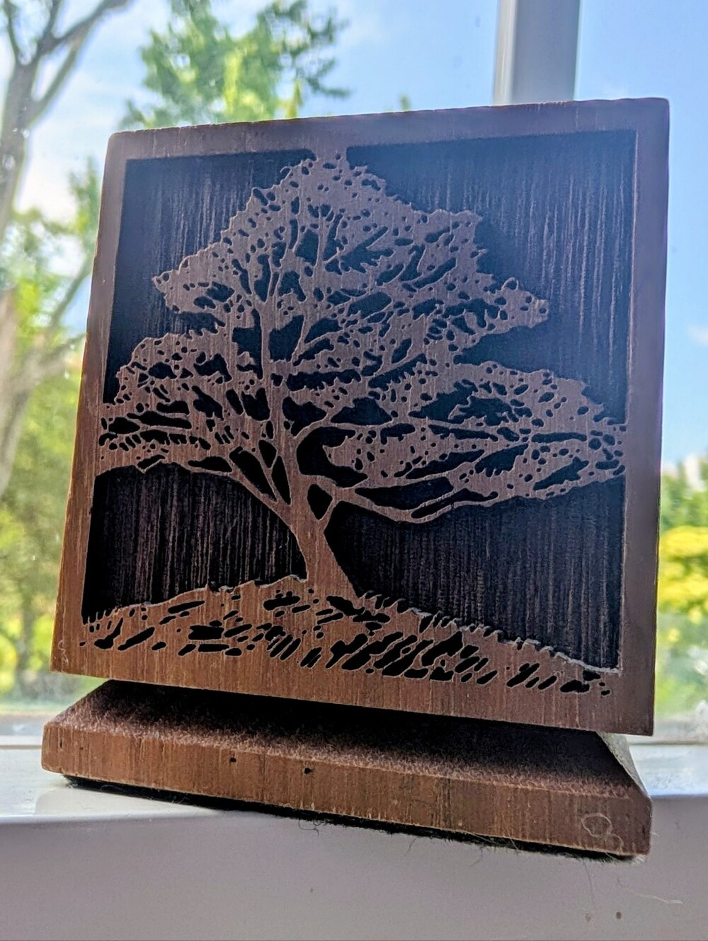 Vintage 70s 80s Lasercraft American Walnut Desktop Pen or Lighter Holder